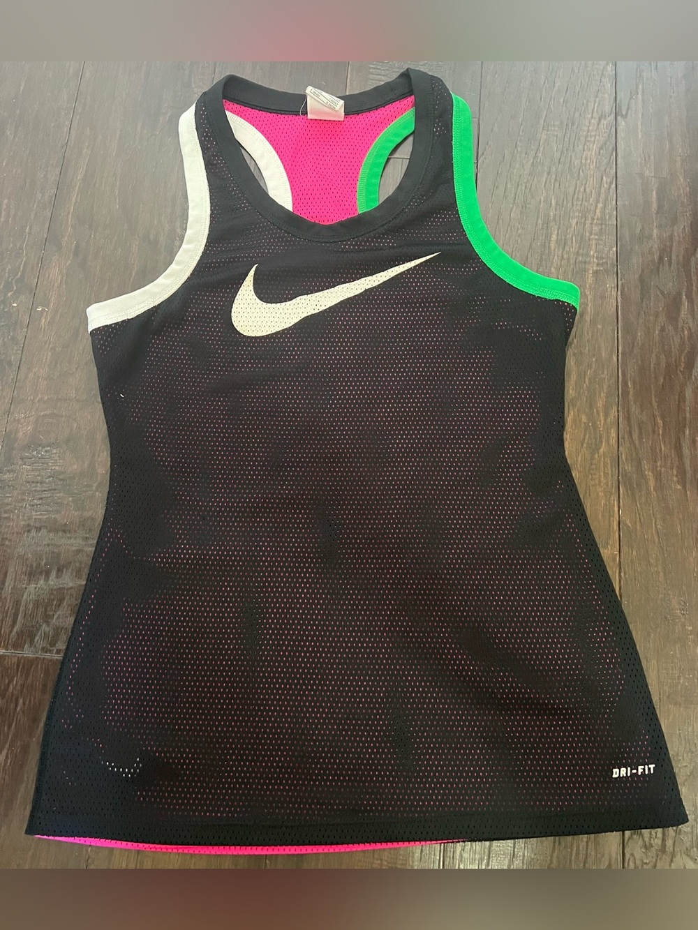 Nike Reversible Dri-FIT Mesh Athletic Tank Top Black / Hot Pink Small